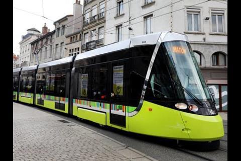 The first CAF Urbos tram has entered revenue service in Saint-Etienne.